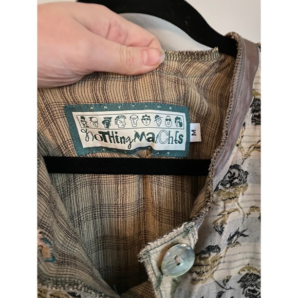 Nothing Matches Patchwork Floral Button Oversized Tunic Top Medium Boho Scandi - Picture 5 of 8